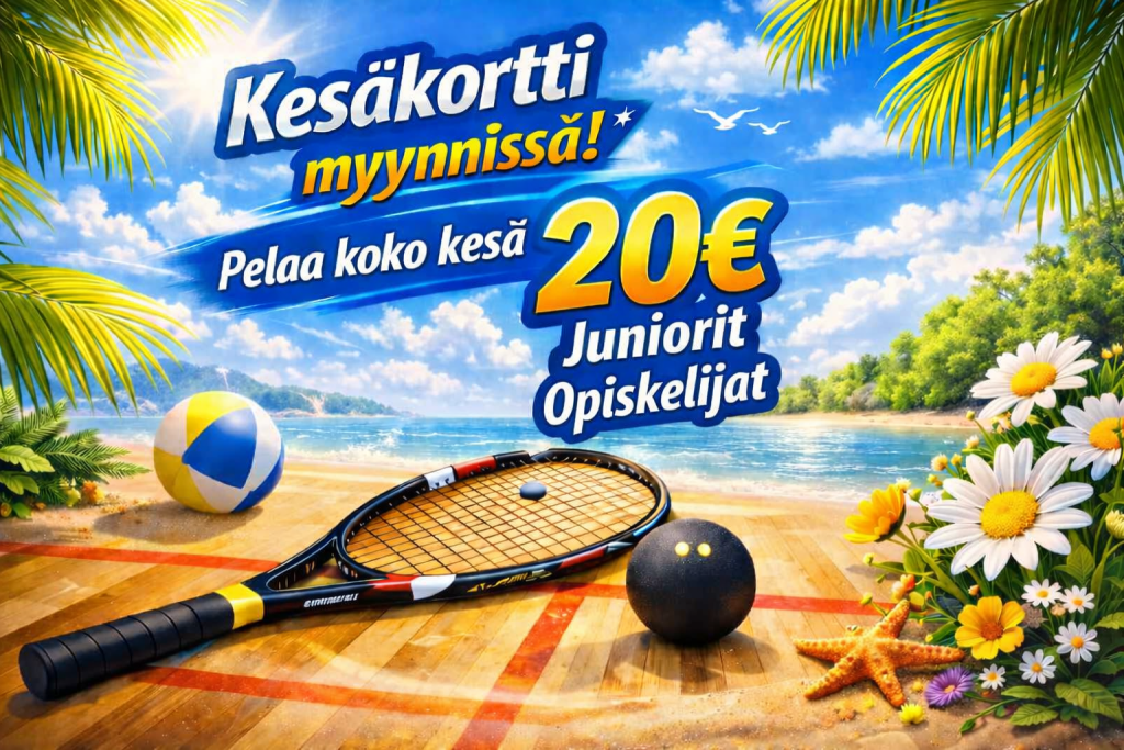 Kesäkortti lapsille 20€ - pelaa koko kesä läpi. KivenlahtiSquash on auki